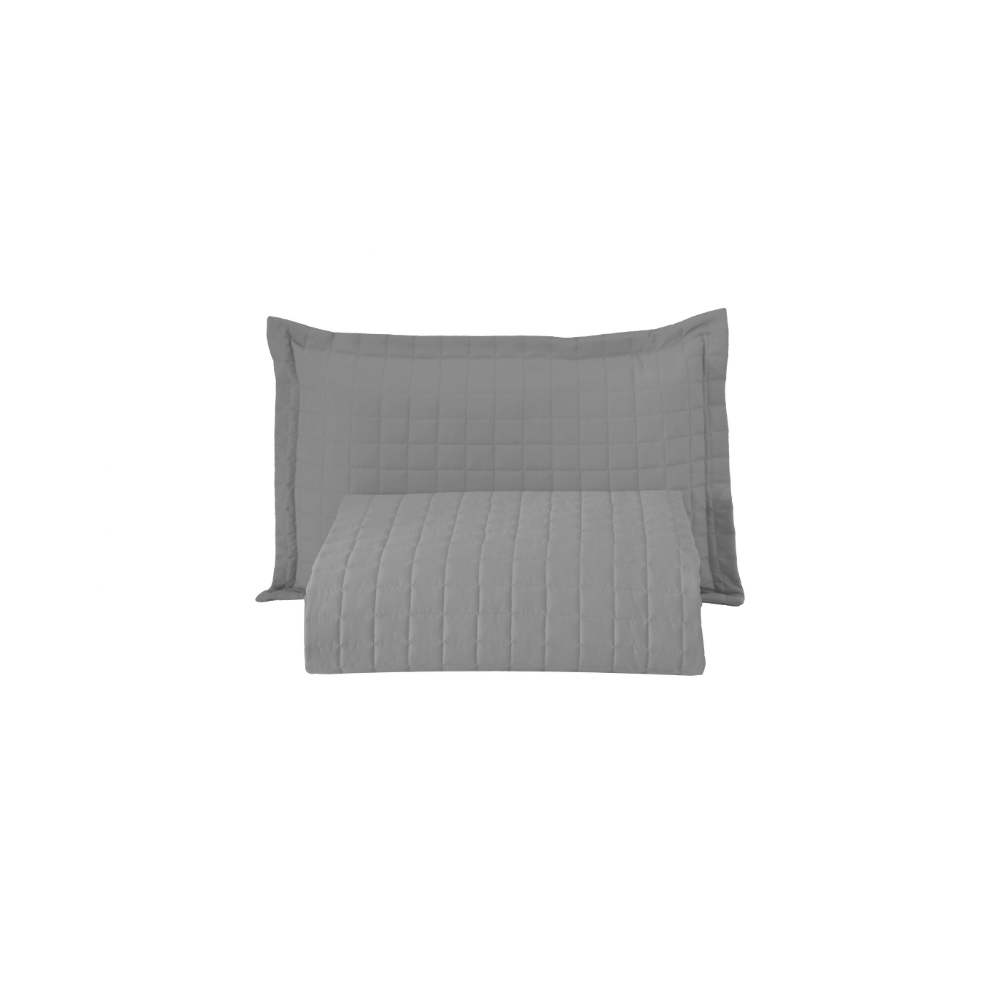 Kit Cobre-Leito Matelado Copacabana 2 Peças Solteiro Cinza Micropercal 300 Fios