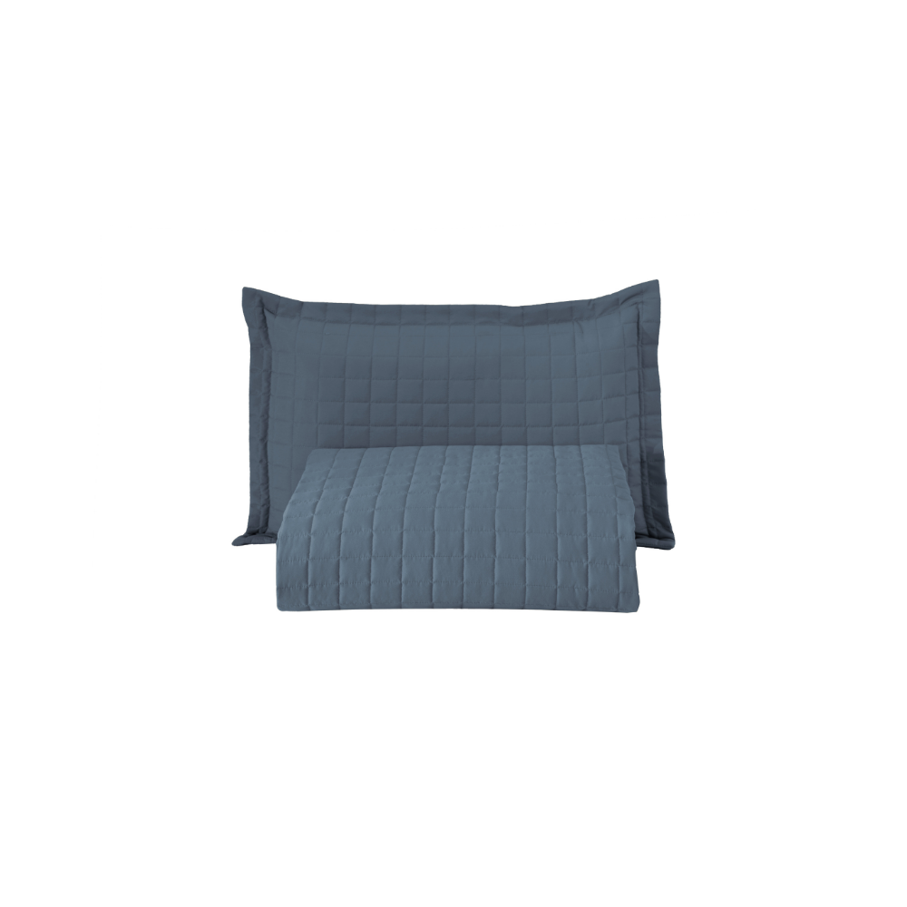 Kit Cobre-Leito Matelado Copacabana 2 Peças Solteiro Azul Micropercal 300 Fios