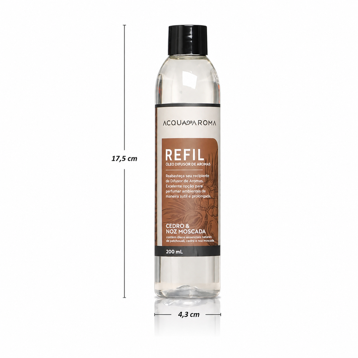 Refil para Difusor de Varetas Cedro e Noz-Moscada 200 ml – Acqua Aroma