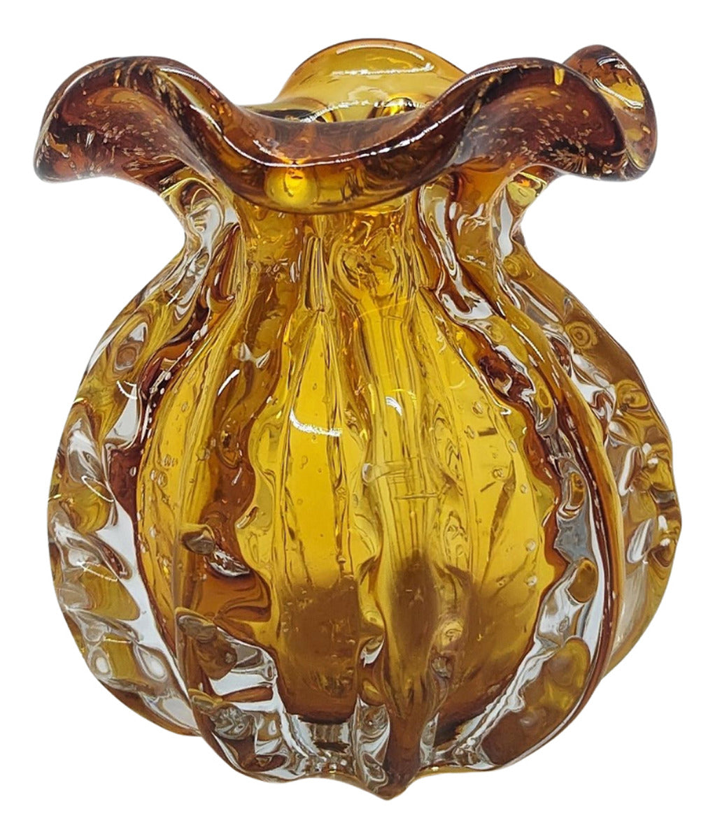 Vaso Decorativo Trouxinha Âmbar 16cm em Vidro