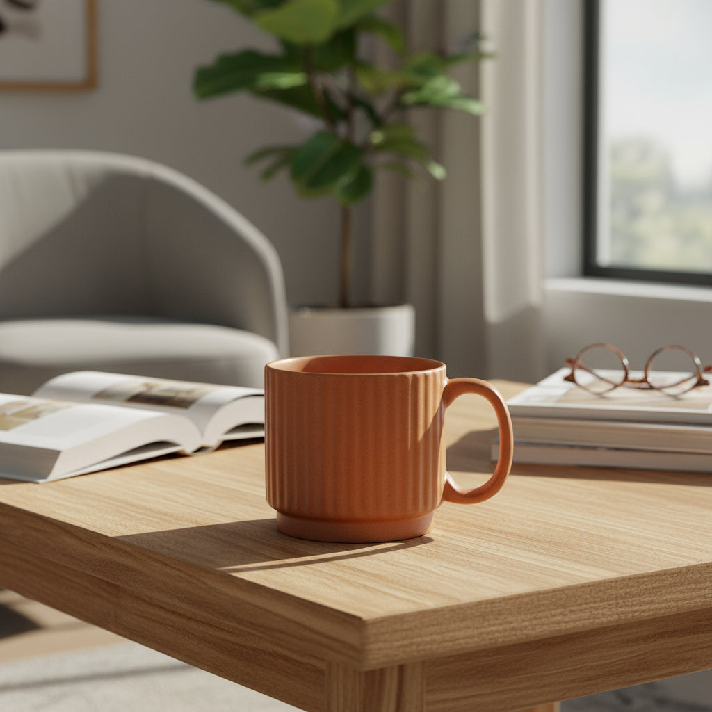 Jogo 4 Xícaras Chá e Café Porcelana Marron com Suporte – L’Hermitage