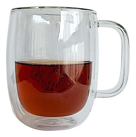 Caneca Térmica Vidro Duplo Borossilicato 380ml Chá Café Transparente