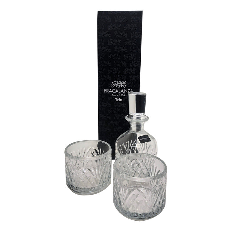 Conjunto Empilhável para Whisky em Vidro – Garrafa 280ml + 2 Copos 245ml