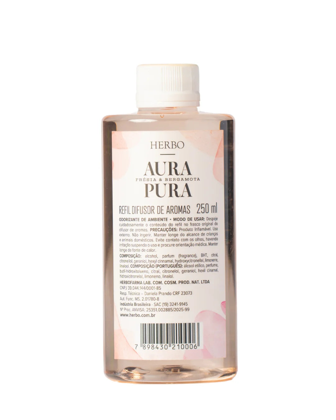 Refil Difusor de Varetas Frésia e Bergamota 250ml – Herbo Linha Aura Pura