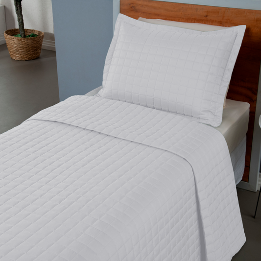 Kit Cobre-Leito Matelado Copacabana 2 Peças Solteiro Branco Micropercal 300 Fios