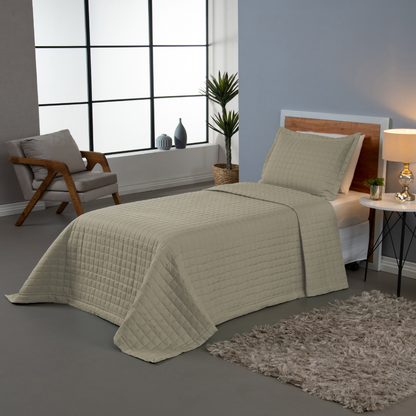 Kit Cobre-Leito Matelado Copacabana 2 Peças Solteiro Caqui Micropercal 300 Fios