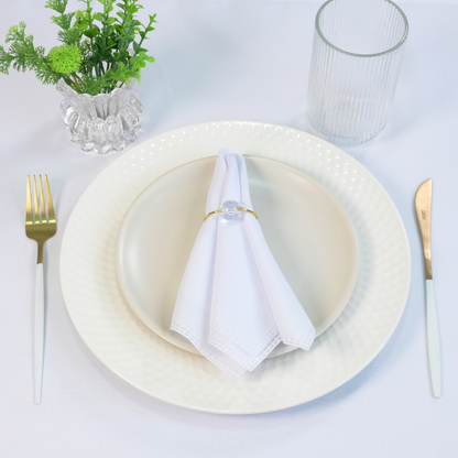 Kit com 4 Guardanapos Basic Brancos 35 x 35 cm em Tecido Oxford