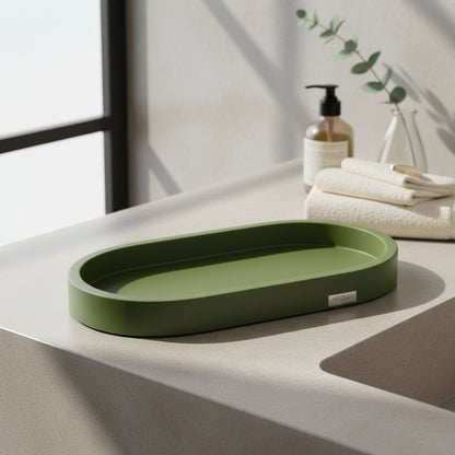 Bandeja Decorativa Oval Folhas Verdes – Acqua Aroma Essência da Terra