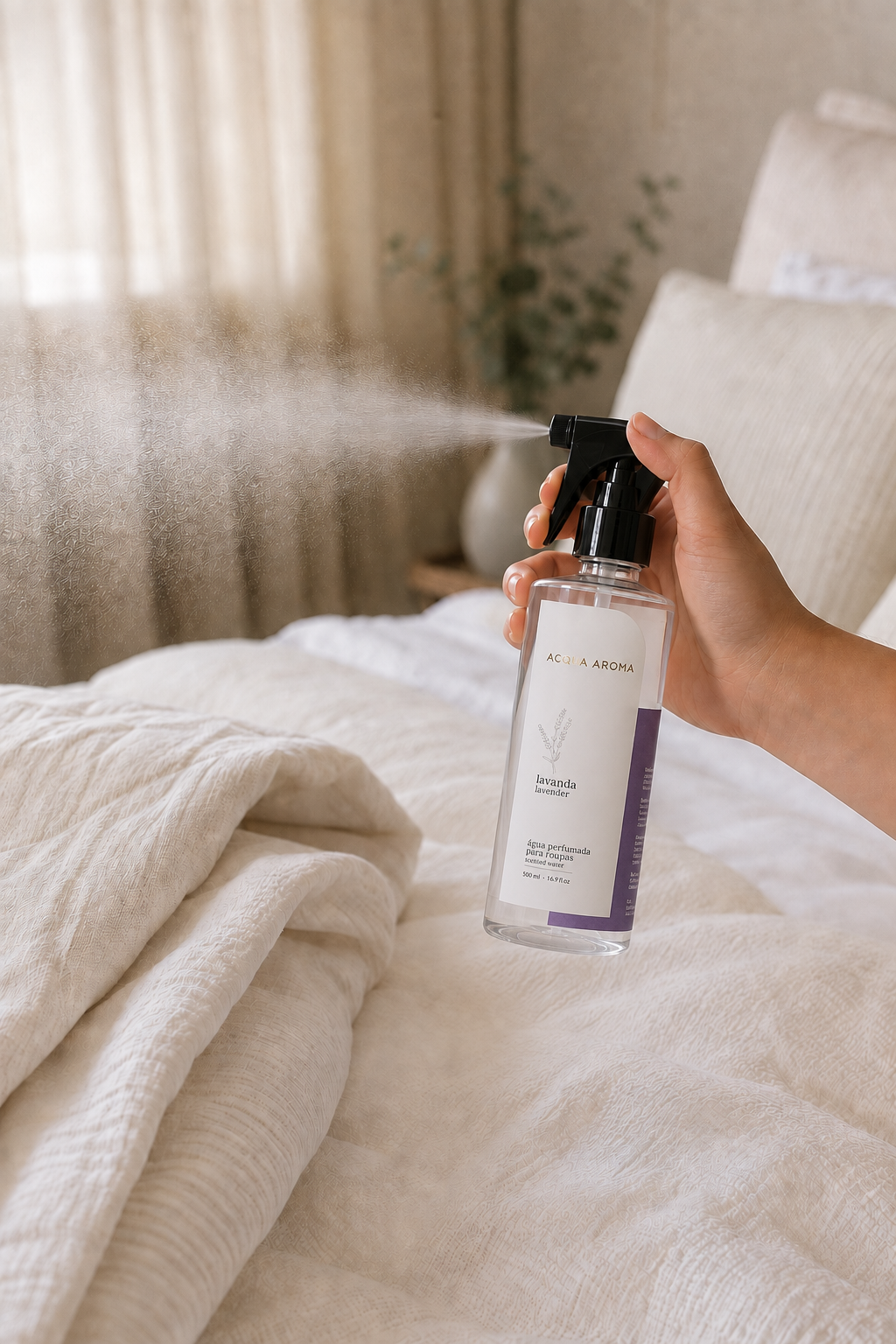 Água Perfumada para Roupas Lavanda, 500 ml, da Acqua Aroma