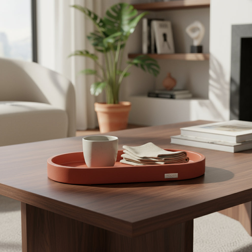 Bandeja Decorativa Oval Terracota – Acqua Aroma Essência da Terra