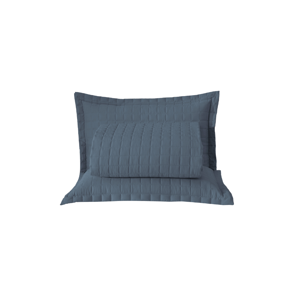 Kit Cobre-Leito Matelado Copacabana 3 Peças King Azul Micropercal 300 Fios