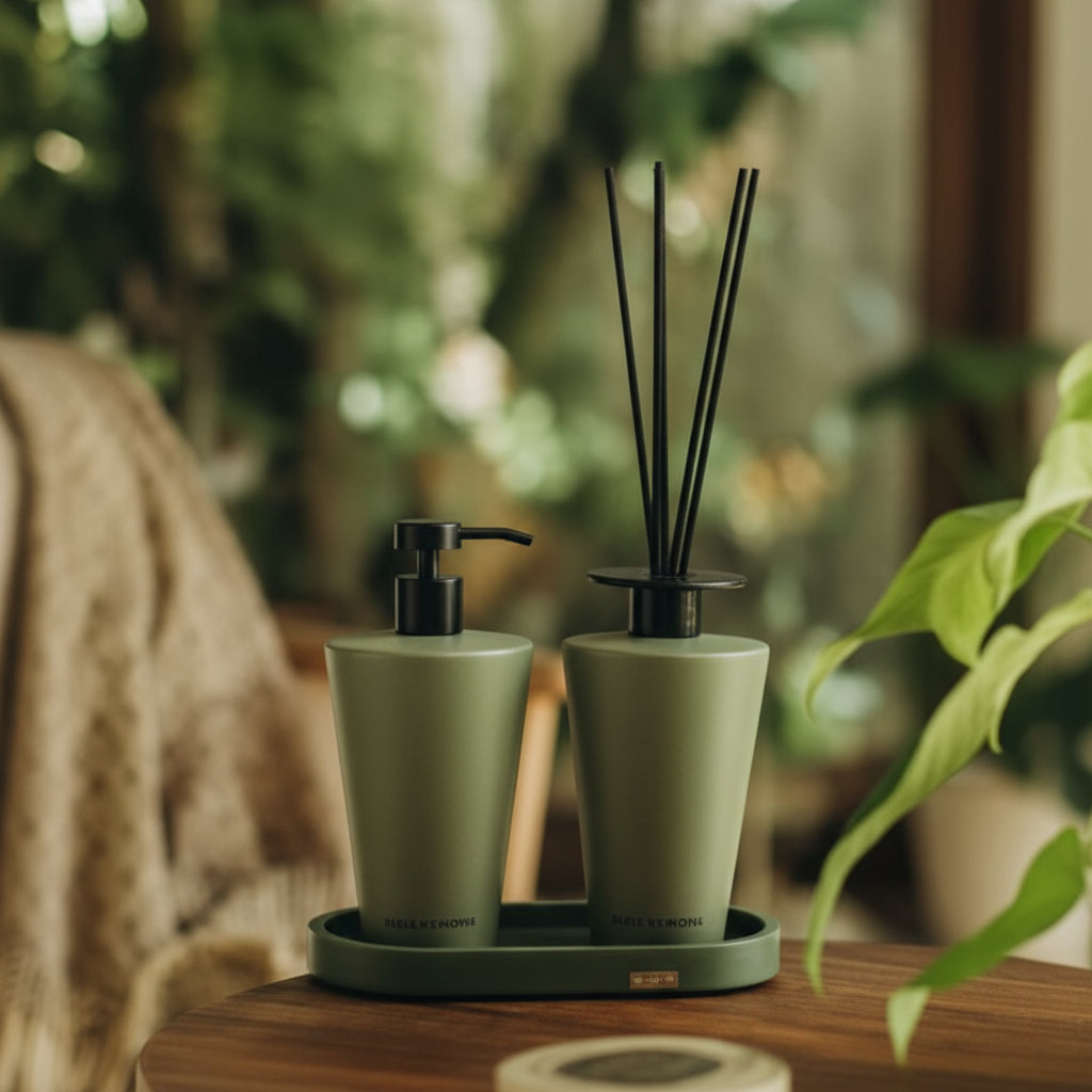 Bandeja Decorativa Oval Folhas Verdes – Acqua Aroma Essência da Terra