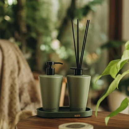 Bandeja Decorativa Oval Folhas Verdes – Acqua Aroma Essência da Terra