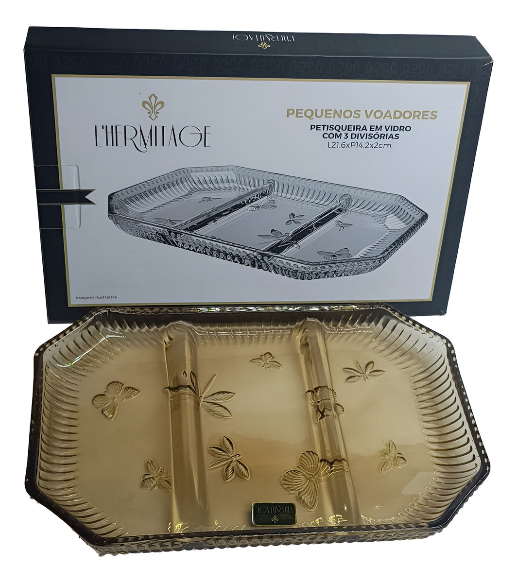 Petisqueira 3 Divisórias Cristal Ecológico Âmbar L’Hermitage