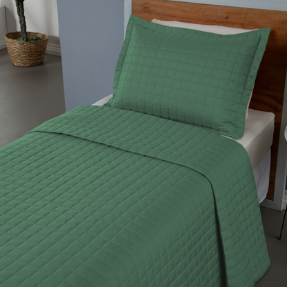 Kit Cobre-Leito Matelado Copacabana 2 Peças Solteiro Verde Micropercal 300 Fios