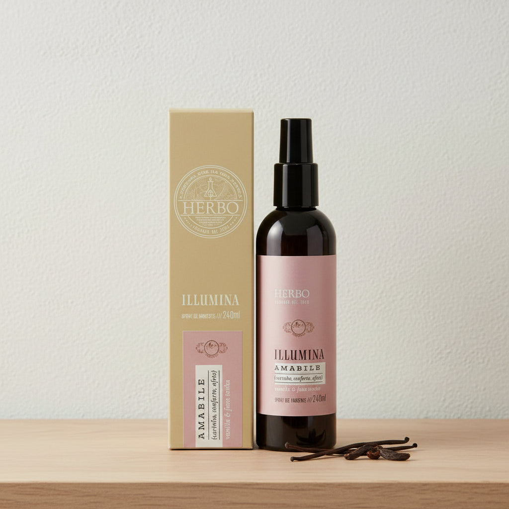 Home Spray Vanilla com Fava Tonka Amabile 240ml – Herbo Linha Illumina