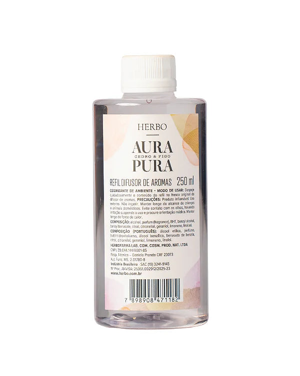 Refil Difusor de Varetas Cedro e Figo 250ml – Herbo Linha Aura Pura
