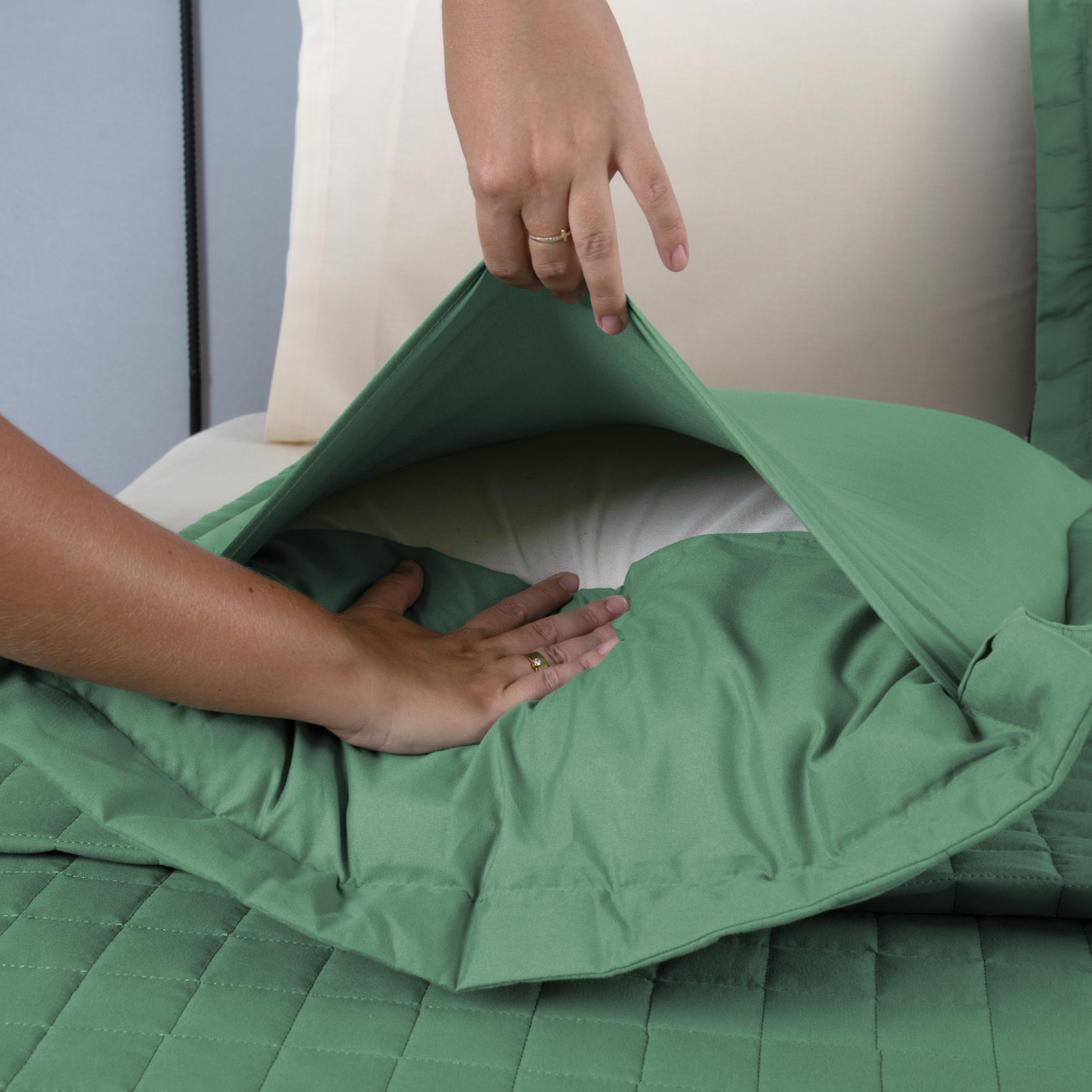 Kit Cobre-Leito Matelado Copacabana 3 Peças Casal Verde Micropercal 300 Fios