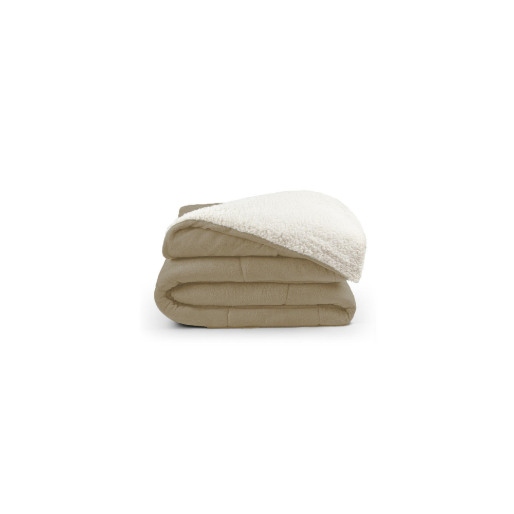 Coberdrom Queen Bege Dupla Face em Manta Soft com Sherpa Carneiro