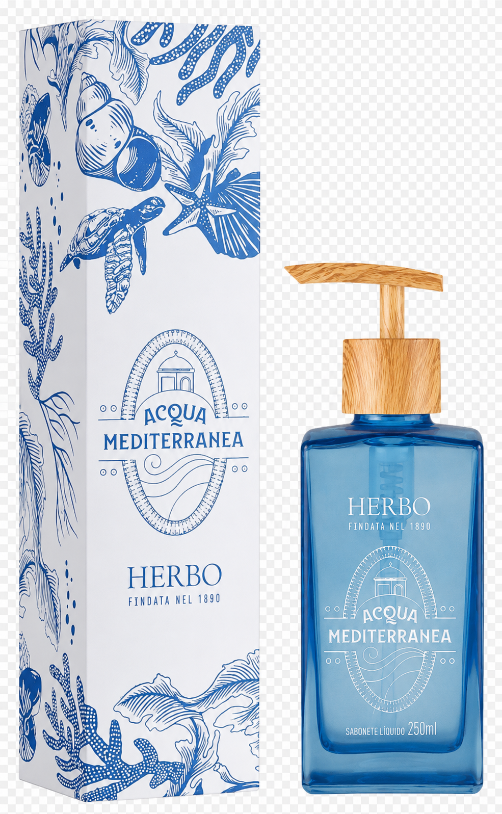 Sabonete Líquido Perfumado Acqua Mediterrânea 250ml, Herbo