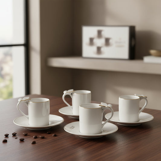 Jogo 4 Xícaras Café Com Pires Porcelana L'hermitage Ramoudie