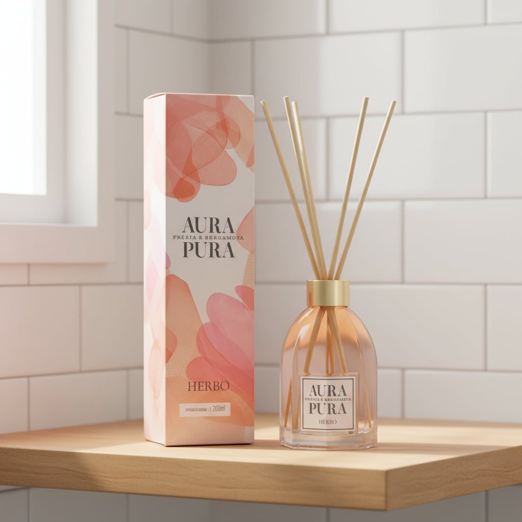 Difusor de Varetas Frésia e Bergamota 200ml – Herbo Linha Aura Pura