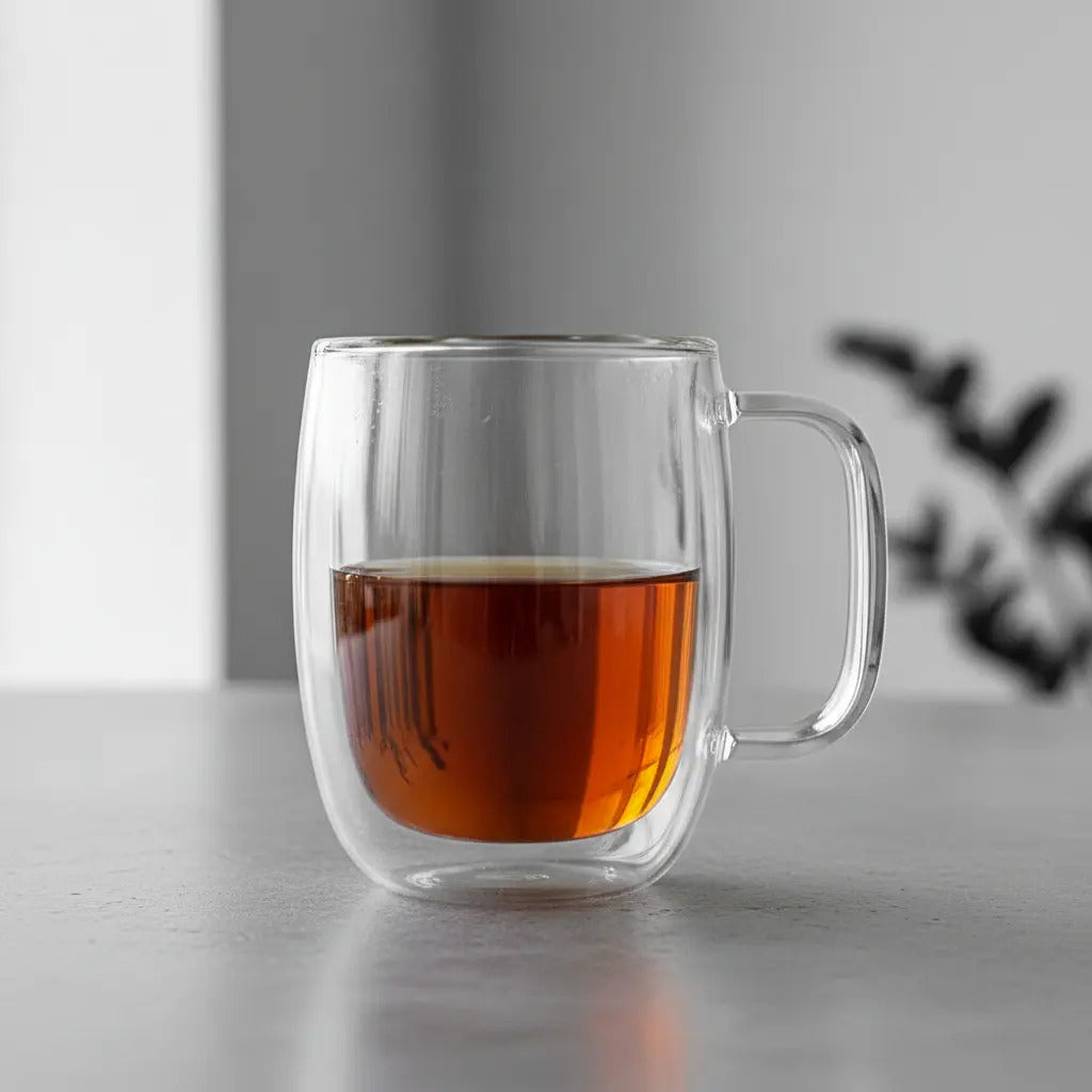 Caneca Térmica Vidro Duplo Borossilicato 380ml Chá Café Transparente