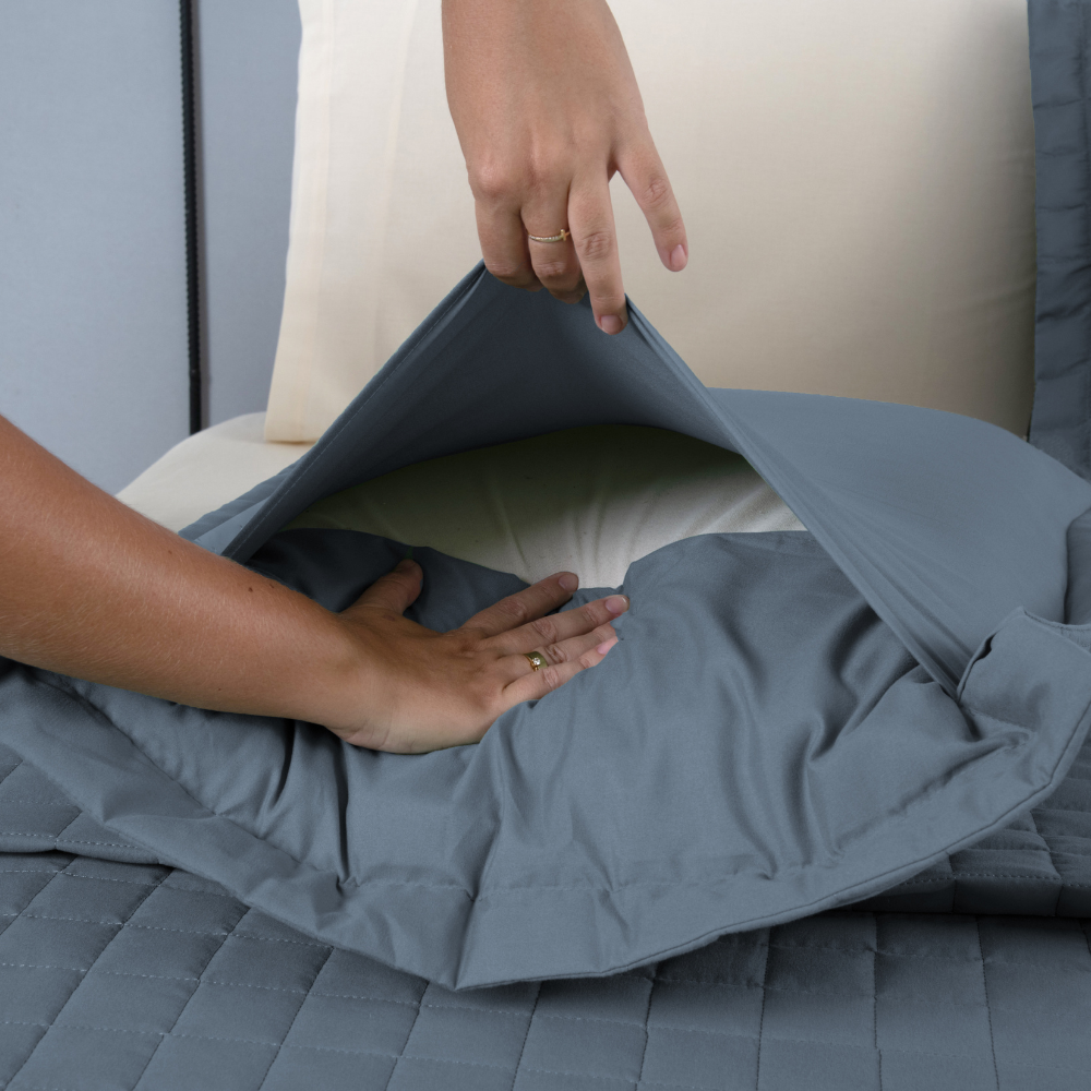 Kit Cobre-Leito Matelado Copacabana 3 Peças Casal Azul Micropercal 300 Fios