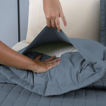 Kit Cobre-Leito Matelado Copacabana 3 Peças Casal Azul Micropercal 300 Fios