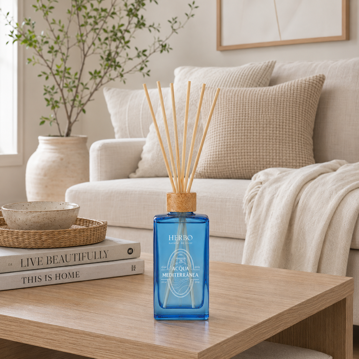 Difusor de Varetas Acqua Mediterrânea, 250 ml, da Herbo