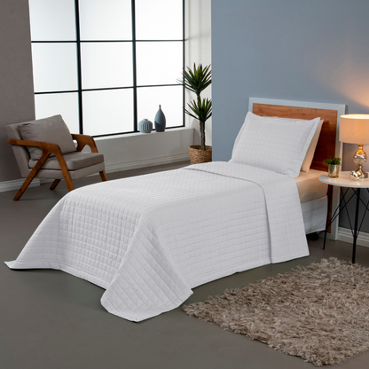 Kit Cobre-Leito Matelado Copacabana 2 Peças Solteiro Branco Micropercal 300 Fios