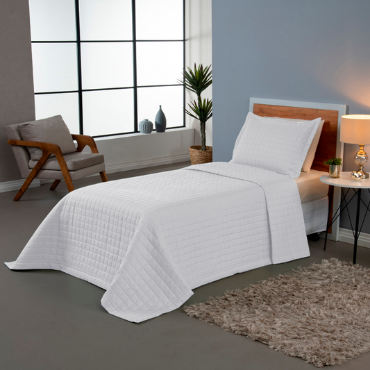 Kit Cobre-Leito Matelado Copacabana 2 Peças Solteiro Branco Micropercal 300 Fios