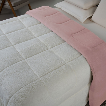 Coberdrom King Rosa Dupla Face em Manta Soft com Sherpa Carneiro