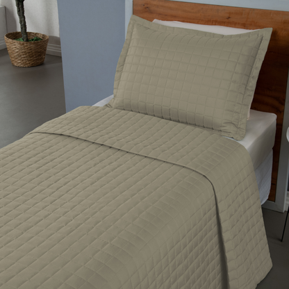 Kit Cobre-Leito Matelado Copacabana 2 Peças Solteiro Caqui Micropercal 300 Fios