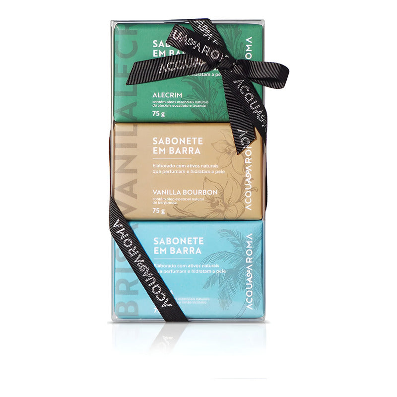 Kit Sabonetes em Barra Alecrim, Vanilla e Brisa 3x75g – Acqua Aroma