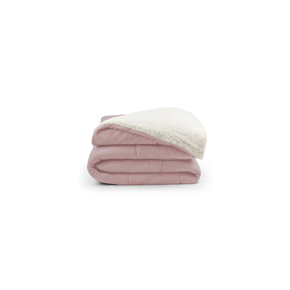 Coberdrom Queen Rosa Dupla Face em Manta Soft com Sherpa Carneiro