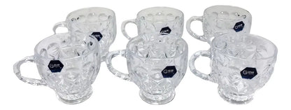 6 Xícaras De Vidro Sem Píres Living Home 179ml Trasnparente Vidro Trabalhado